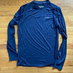 Eddie Bauer Lounge Shirt Soft Navy Blue Men Long Sleeve Crew Neck Small